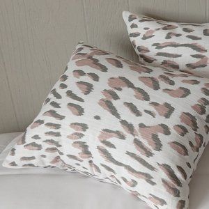 Rose Gray Leopard Print Accent Pillow - 100% Cotton - 11"x9.5"